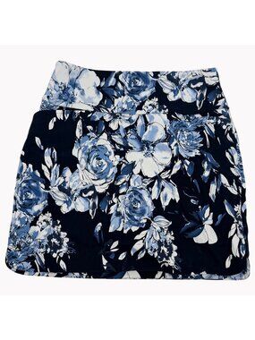 S.C. & Co. Womens Small Navy Blue Floral Athletic Skort With Built-In Shorts